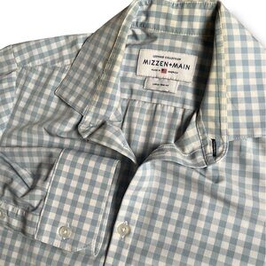 Mizzen+Main Leeward Shirt Adult Large Trim Fit Blue White Stripe Button Up Men